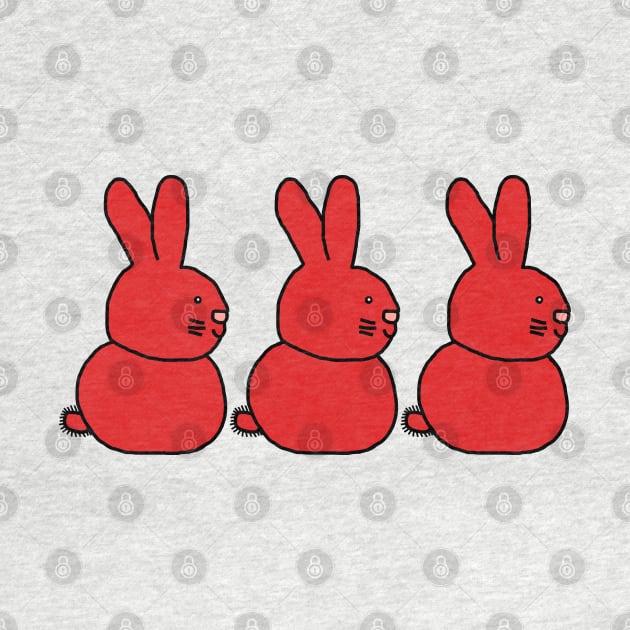 Three Red Easter Bunnies by ellenhenryart